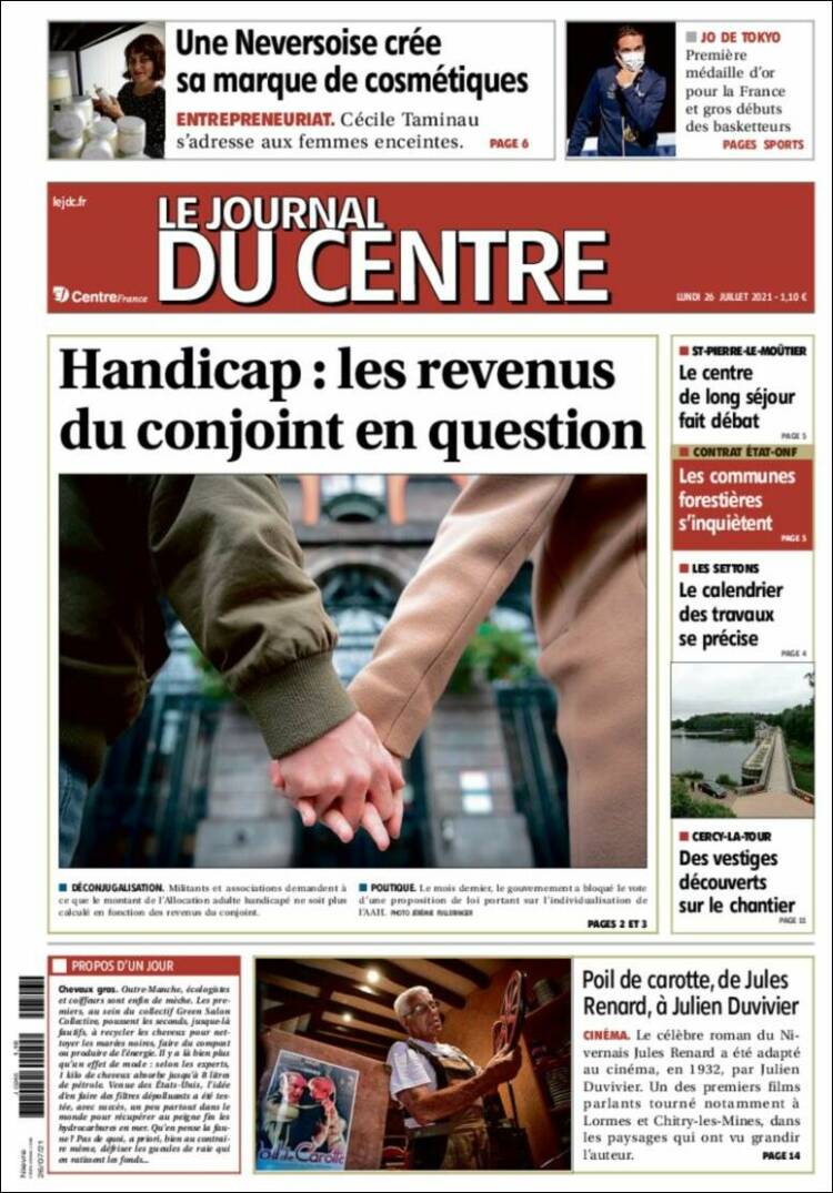 Portada de Le Journal du Centre (Francia)
