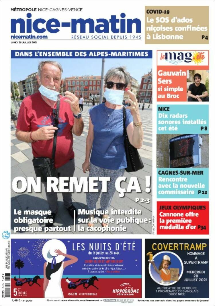 Portada de Nice-Matin (Francia)