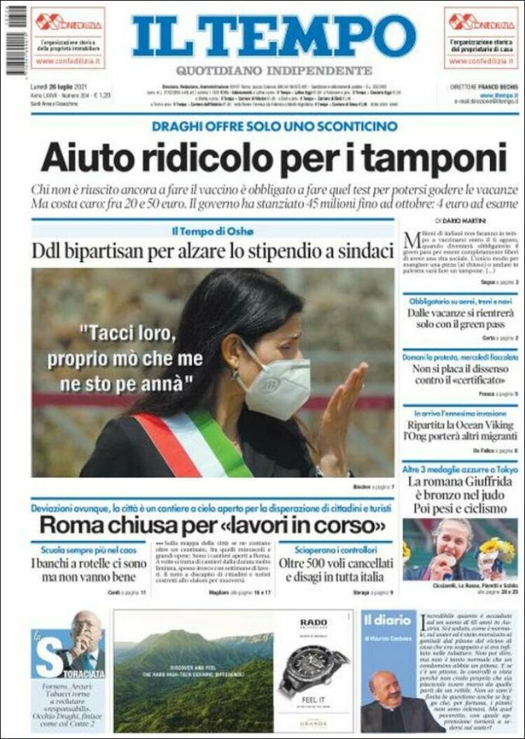 Portada de Il Tempo (Italia)
