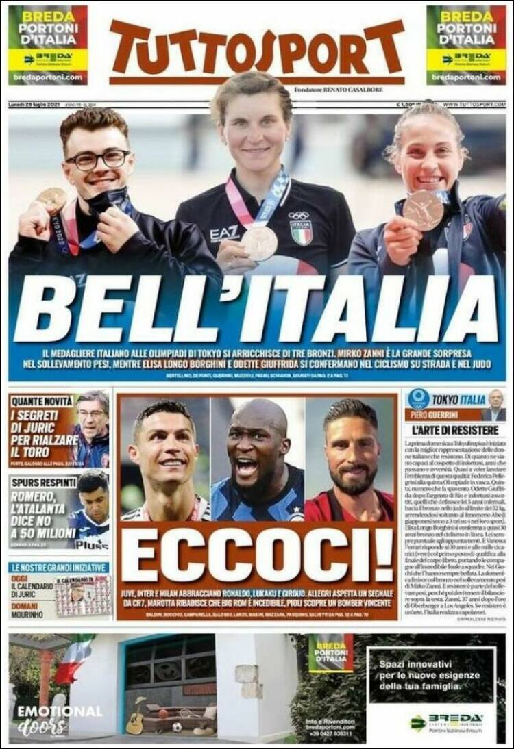 Portada de Tuttosport (Italia)