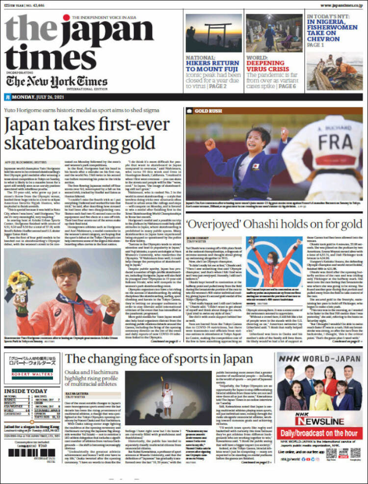 Portada de The Japan Times (Jap&oacute;n)