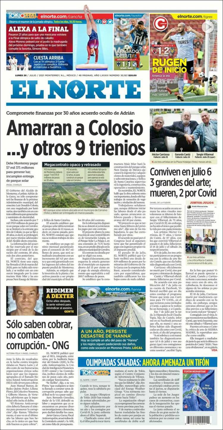 Portada de El Norte (M&eacute;xico)