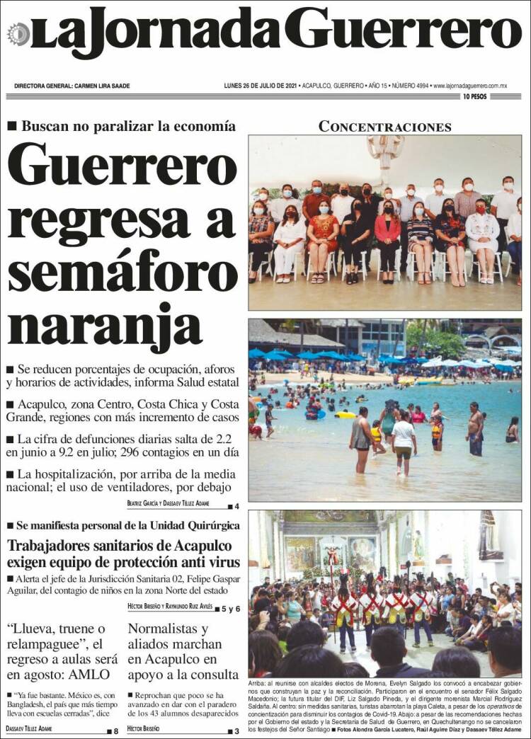 Portada de La Jornada de Guerrero (M&eacute;xico)