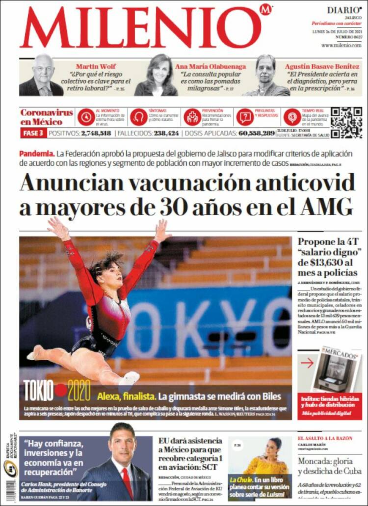 Portada de Milenio - Jalisco (México)