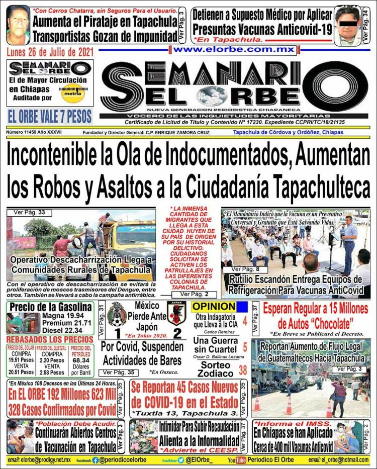 Portada de El Orbe (México)