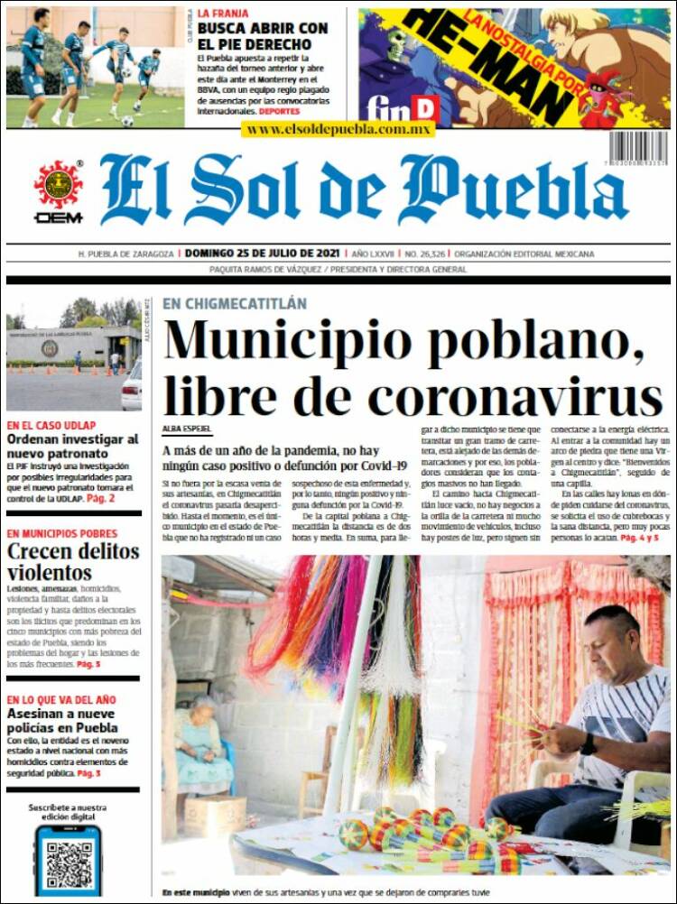 Portada de El Sol de Puebla (México)