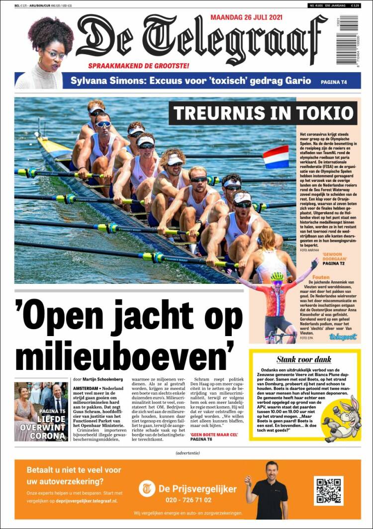 Portada de De Telegraaf (Pa&iacute;ses Bajos)