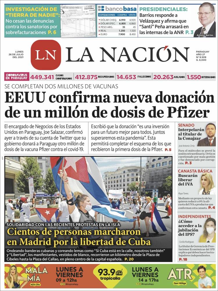 Portada de La Nación (Paraguay)