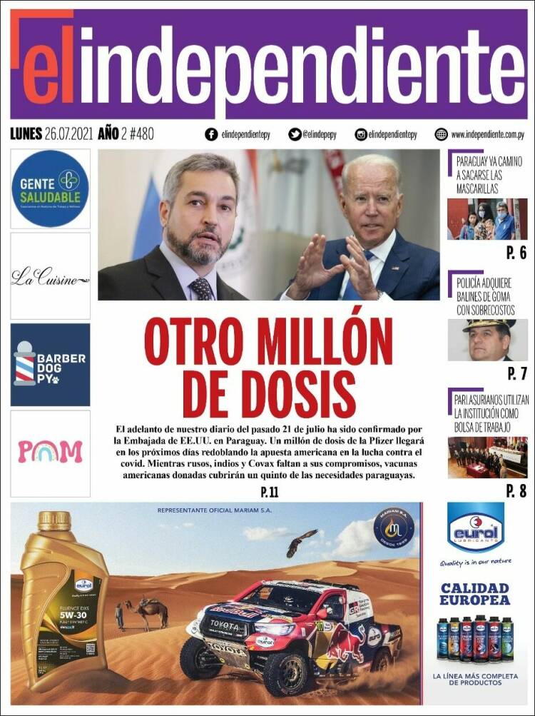 Portada de El Independiente (Paraguay)