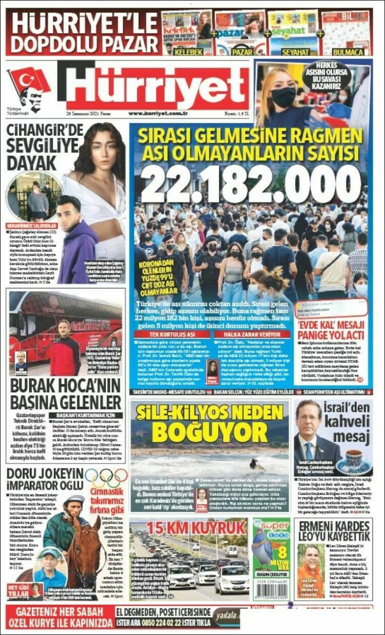 Portada de Hürriyet (Turqu&iacute;a)