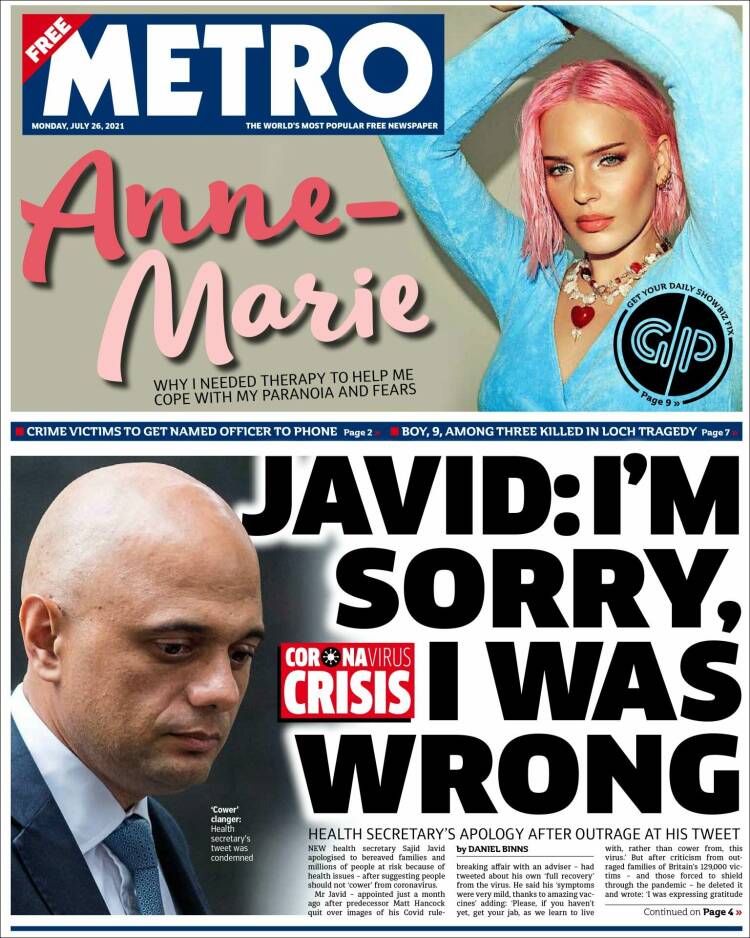 Portada de Metro (Reino Unido)