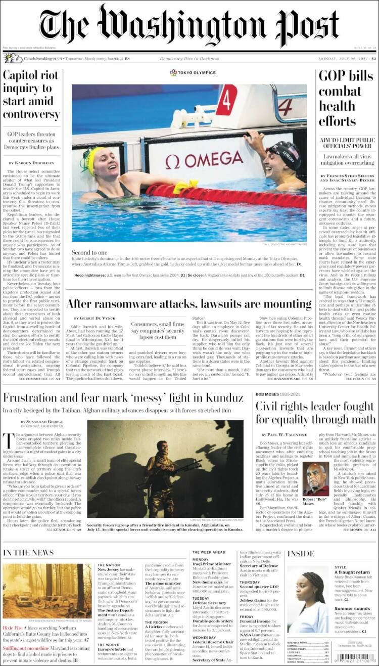 Portada de The Washington Post (USA)