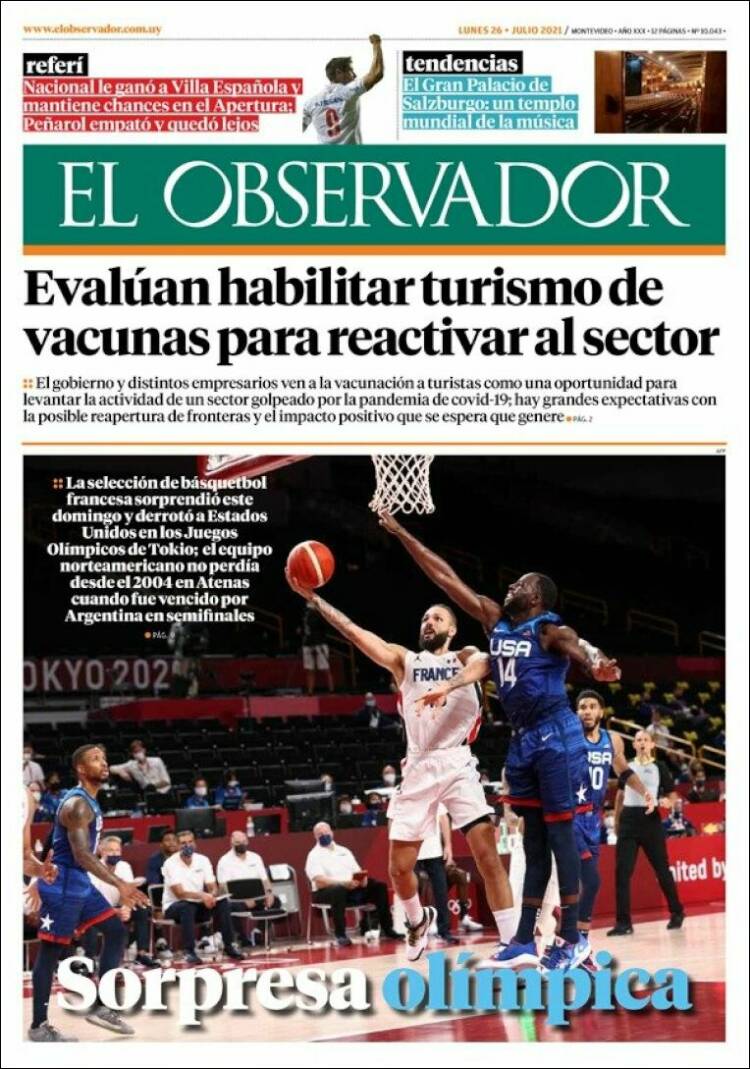 Portada de El Observador (Uruguay)