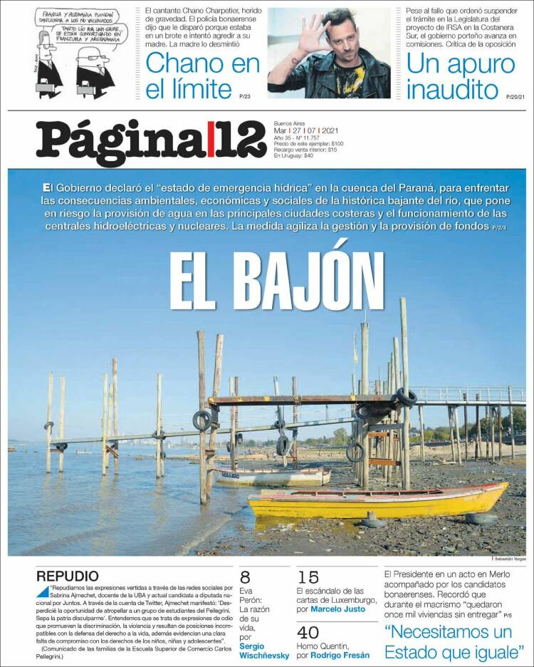 Portada de Página/12 (Argentina)