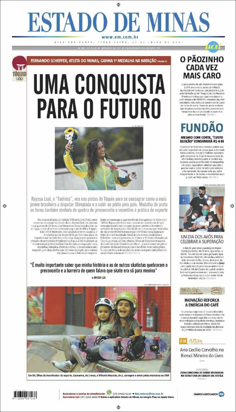 Portada de Jornal Estado de Minas (Brasil)