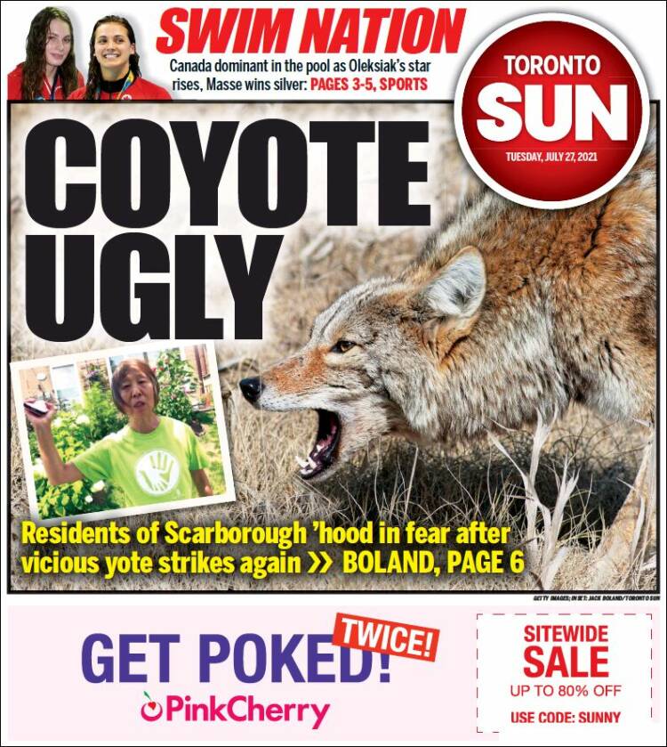 Portada de The Toronto Sun (Canadá)