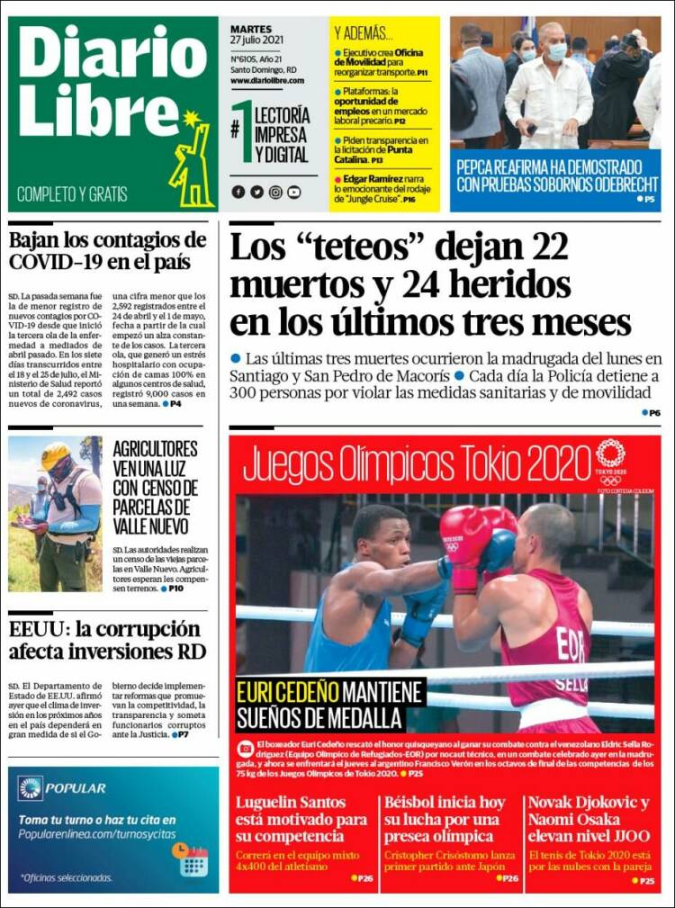 Portada de Diario Libre (R. Dominicana)