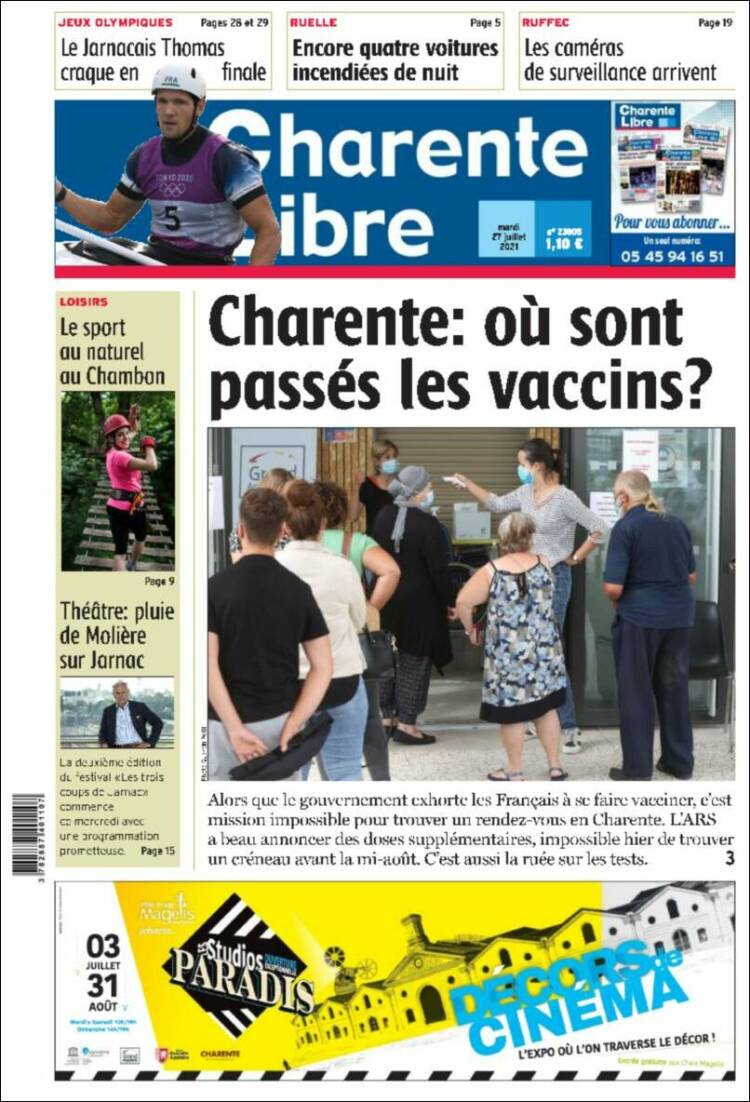 Portada de Charente Libre (Francia)