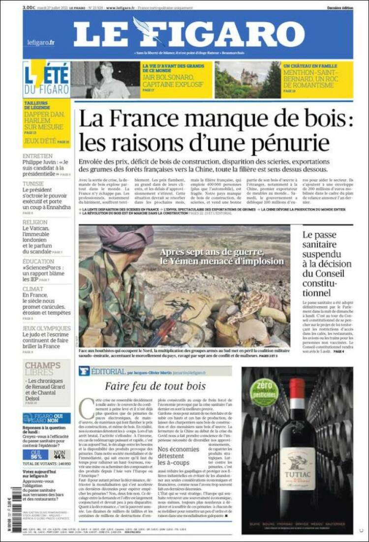 Portada de Le Figaro (Francia)