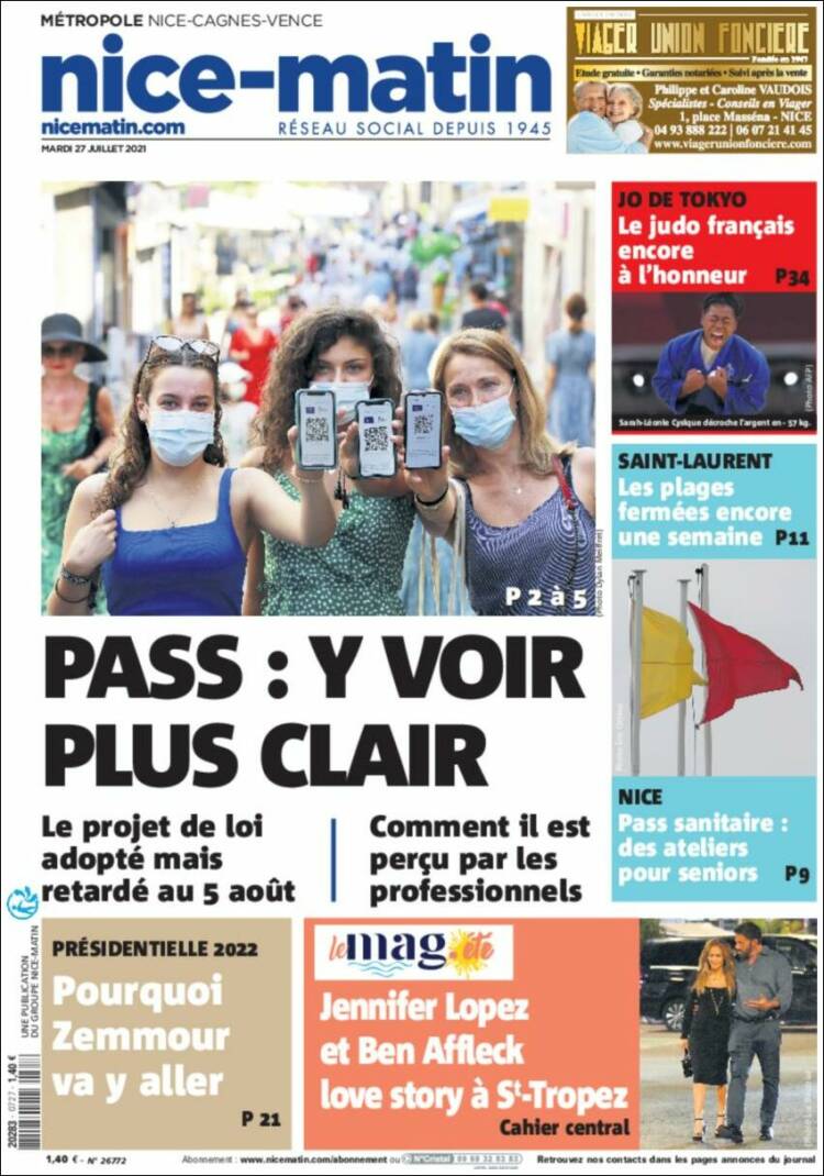 Portada de Nice-Matin (Francia)