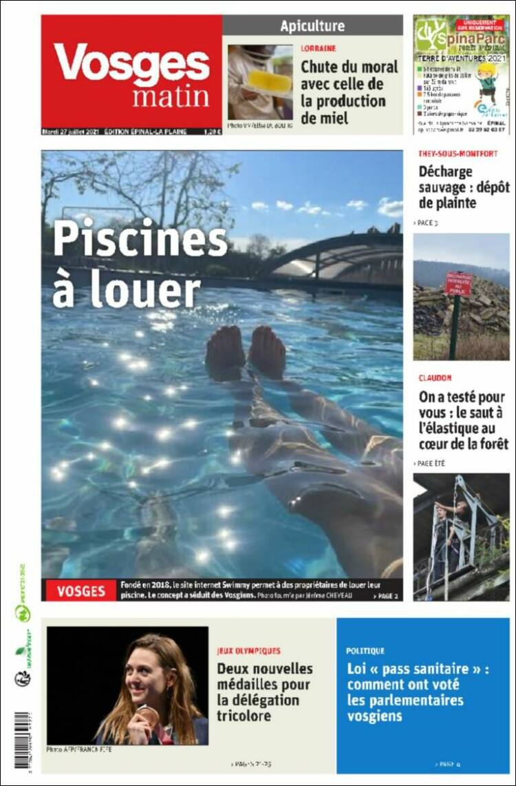 Portada de Vosges Matin (Francia)