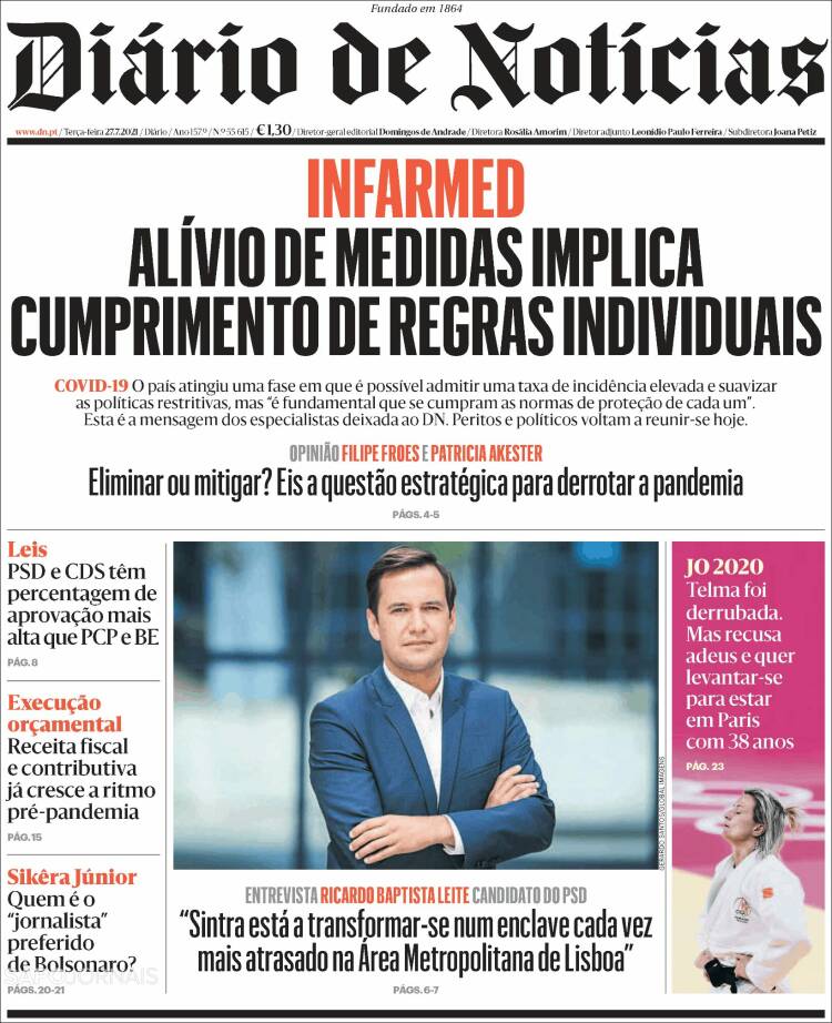 Portada de Diário de Noticias (Portugal)
