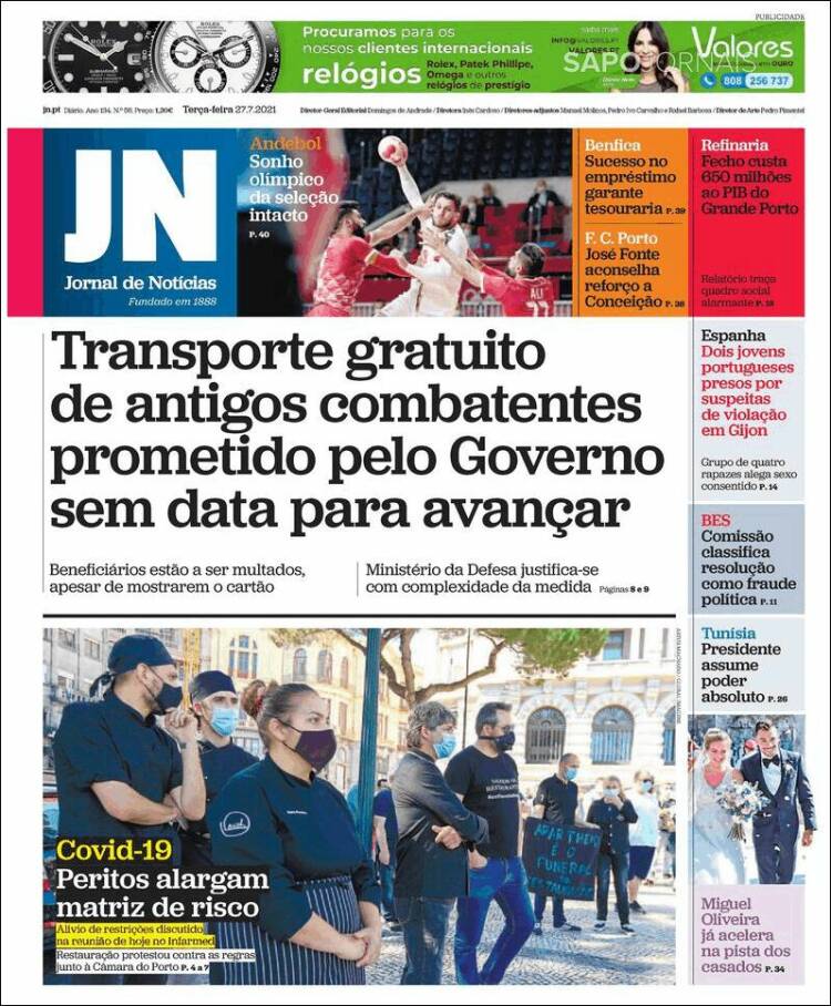 Portada de Jornal de Notícias (Portugal)