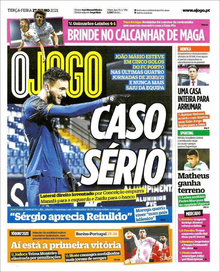 Portada de O Jogo (Portugal)