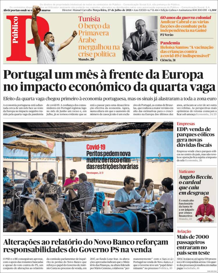 Portada de Público (Portugal)