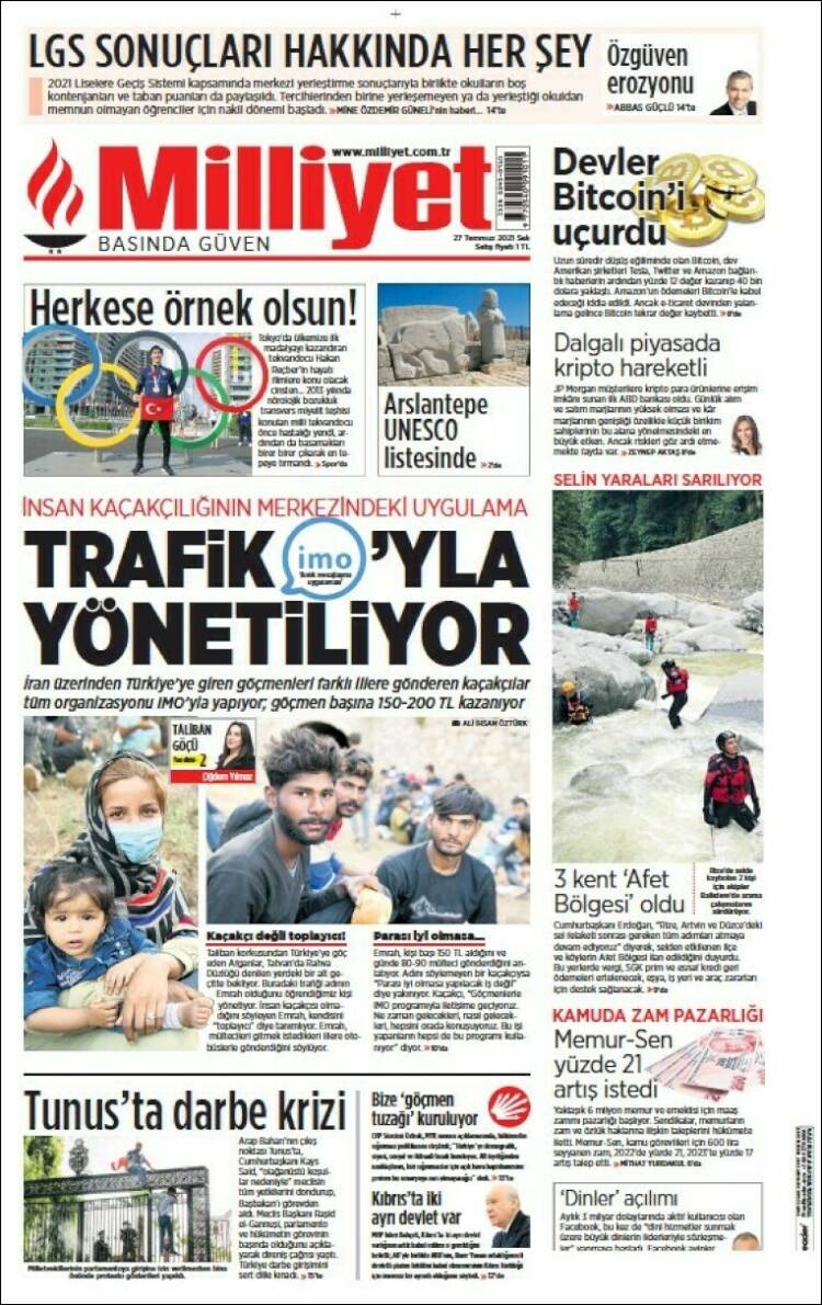 Portada de Milliyet (Turqu&iacute;a)