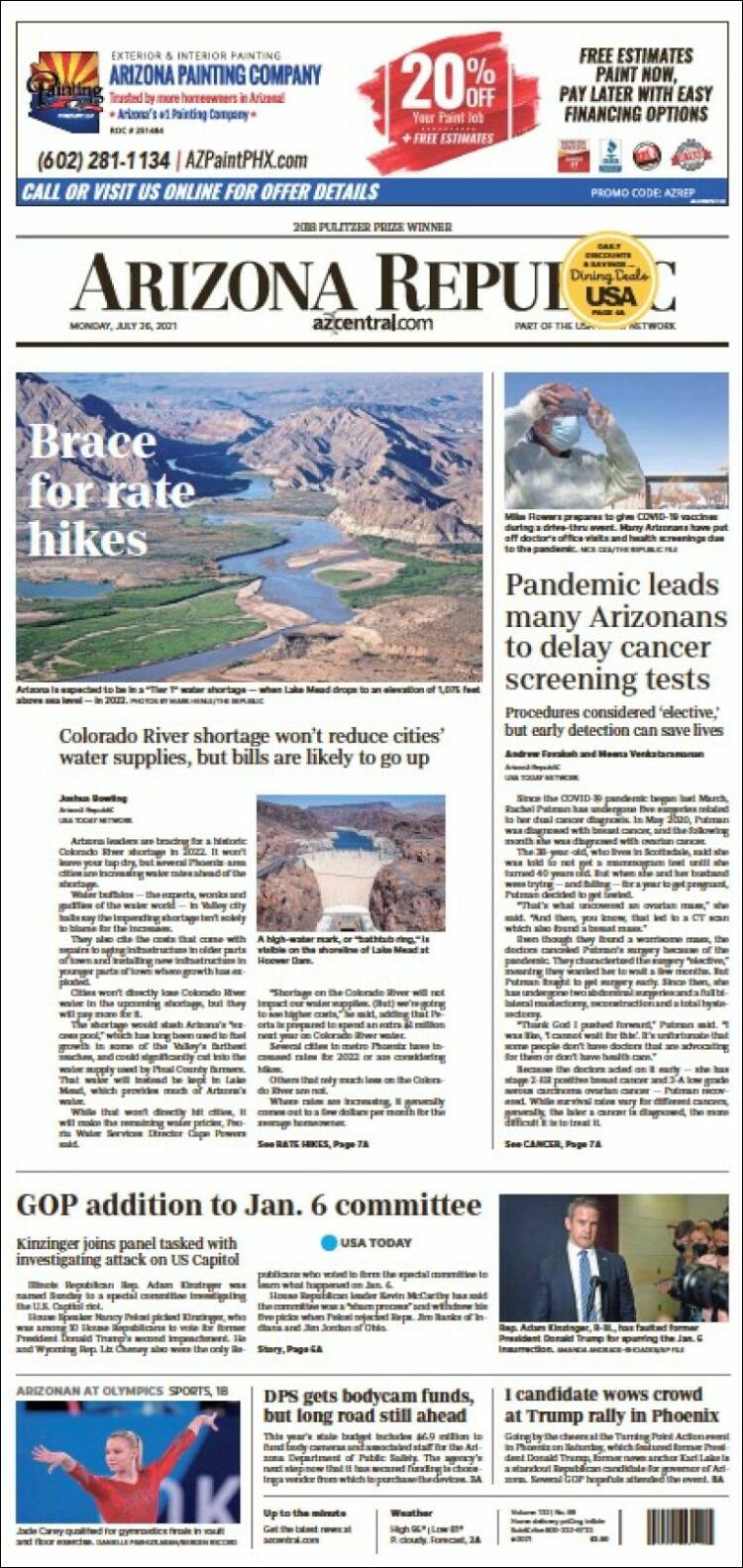 Portada de Arizona Republic News (USA)