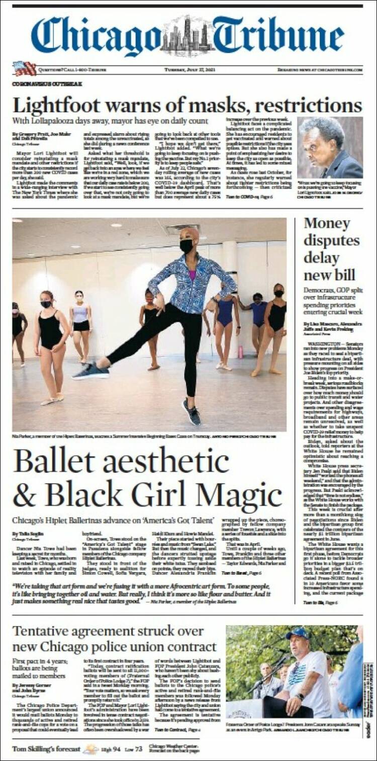 Portada de Chicago Tribune (USA)