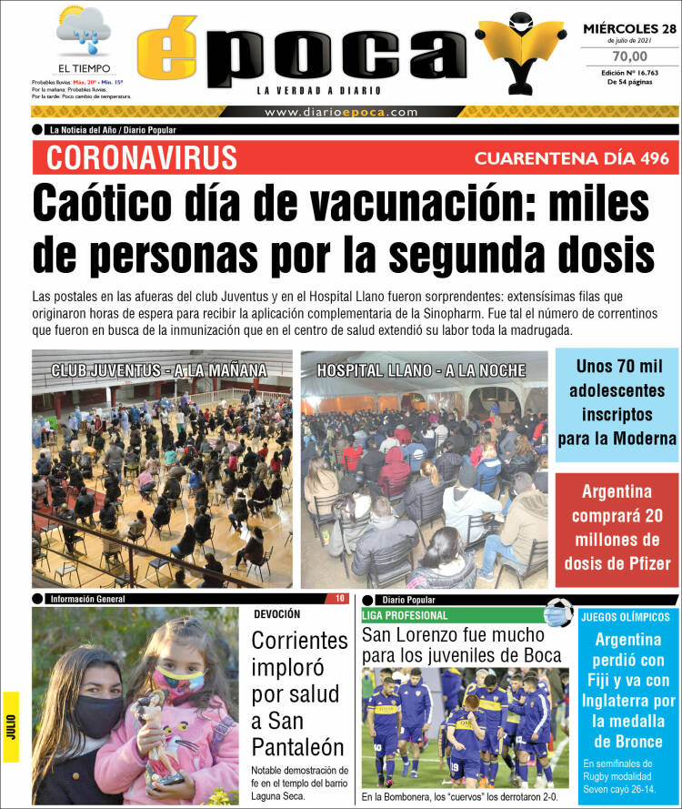 Portada de Diario Época (Argentina)