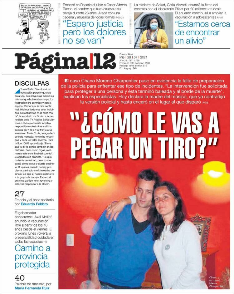 Portada de Página/12 (Argentina)