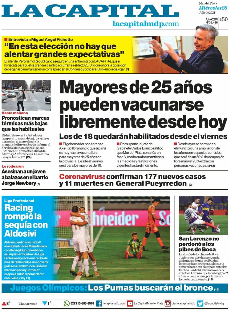 Portada de Diario La Capital - Mar del Plata (Argentina)