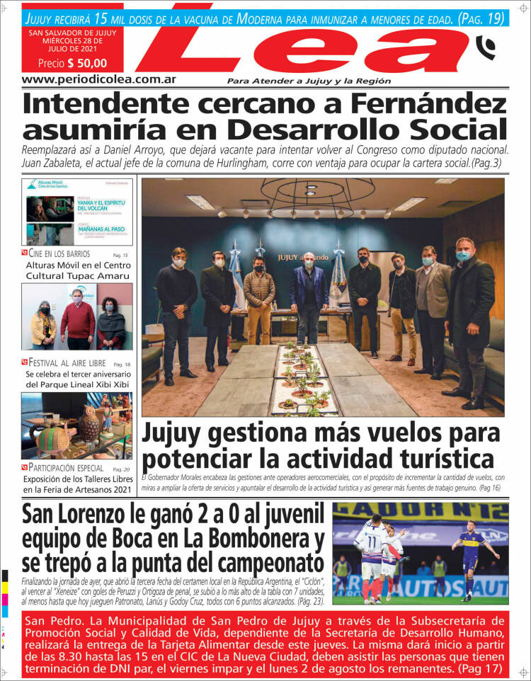 Portada de Periódico Lea (Argentina)