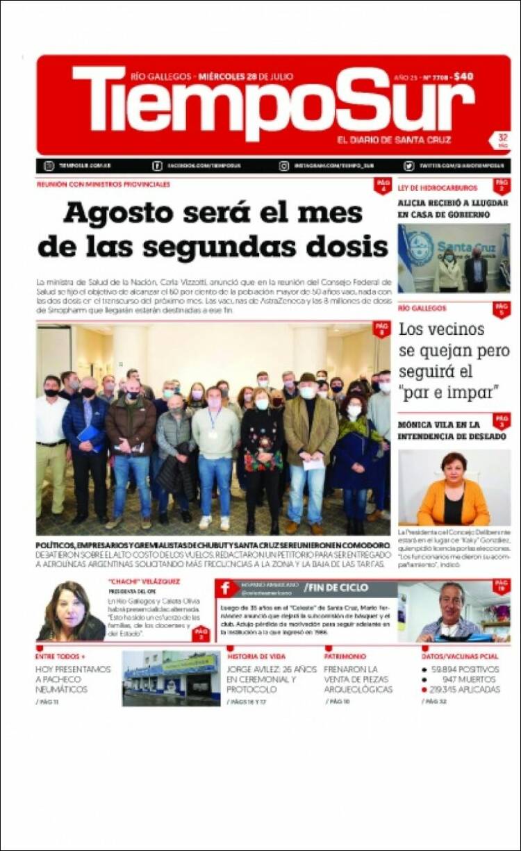 Portada de Tiempo Sur (Argentina)