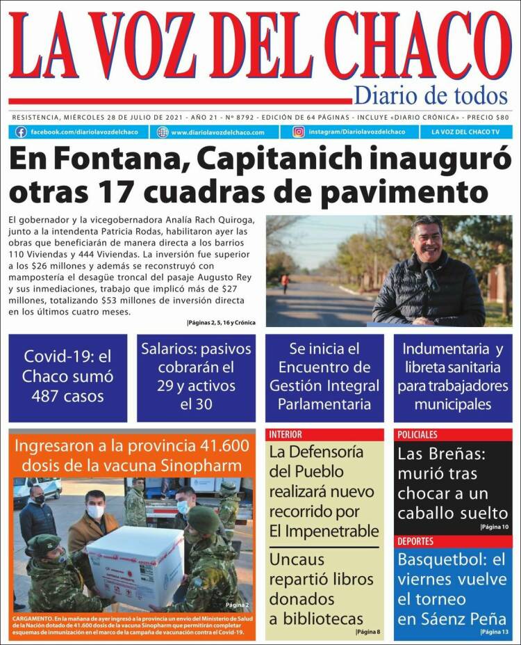 Portada de La Voz del Chaco (Argentina)