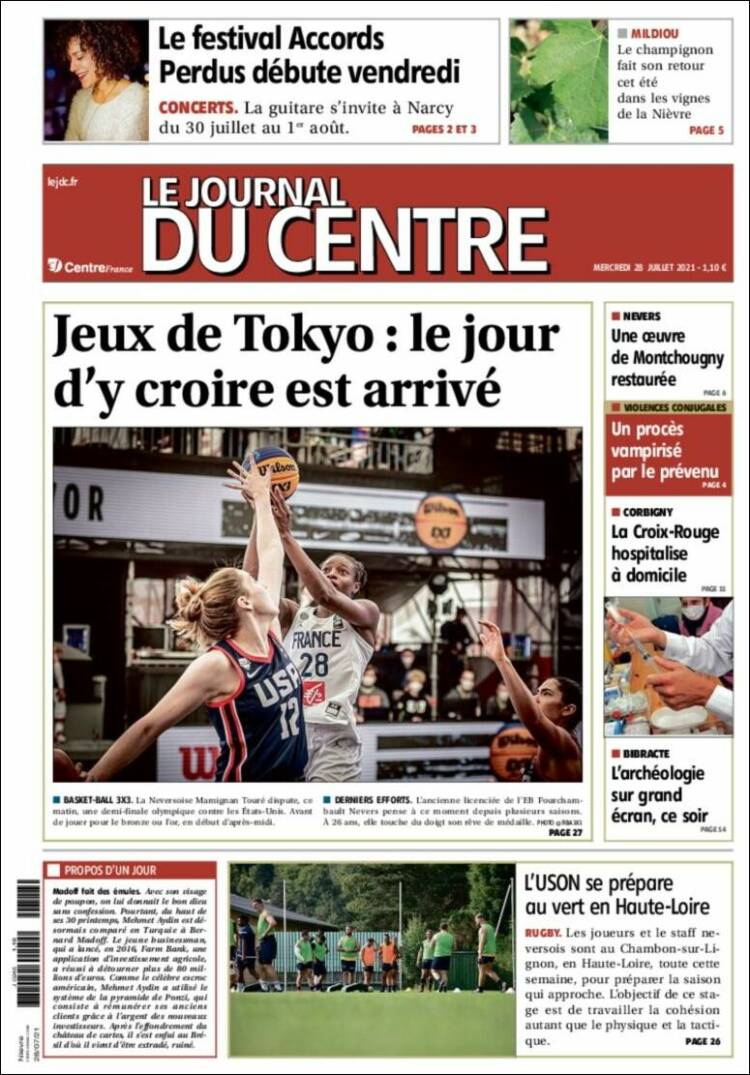 Portada de Le Journal du Centre (Francia)