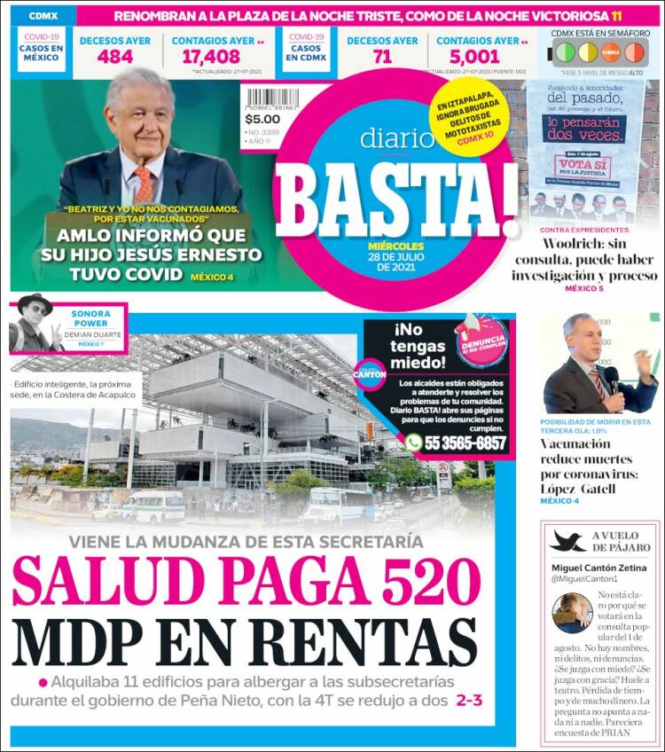 Portada de Diario Basta (México)