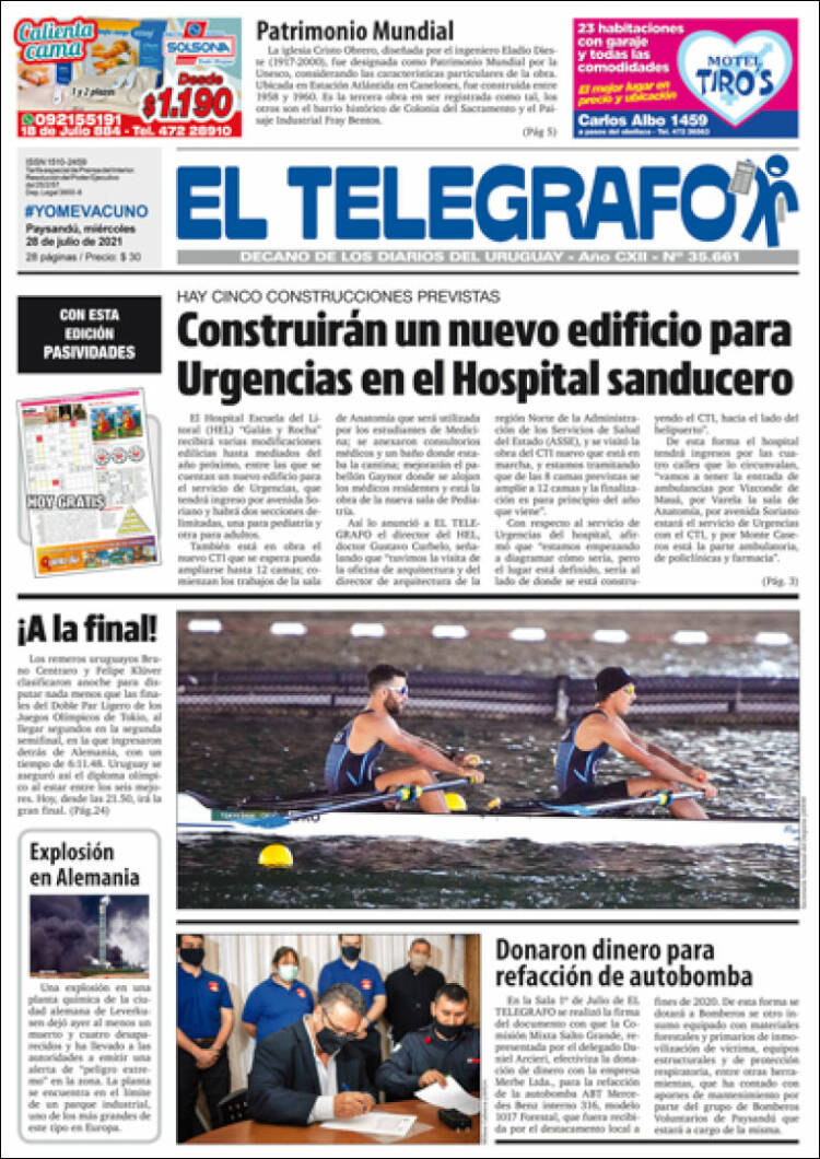 Portada de El Telégrafo (Uruguay)