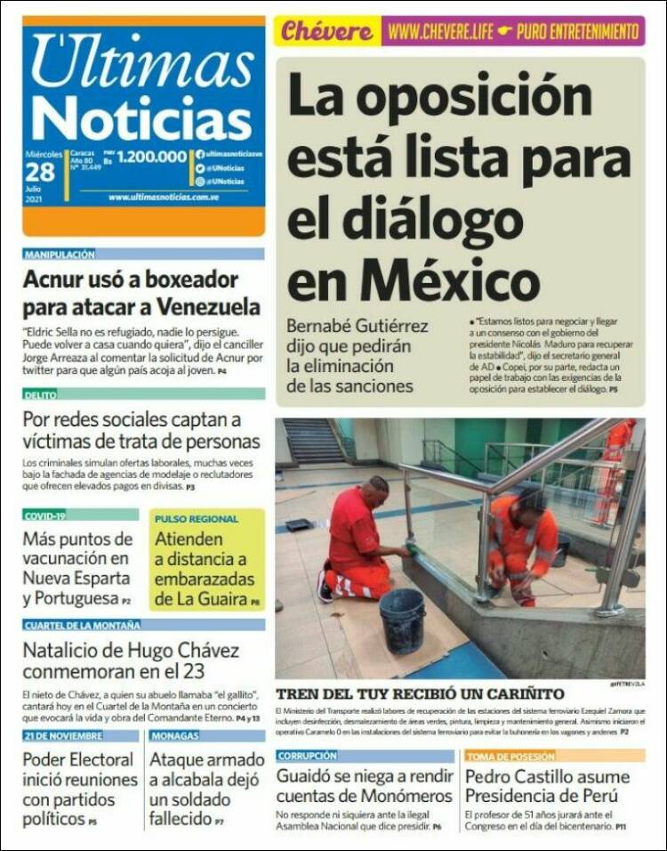 Portada de Últimas Noticias (Venezuela)