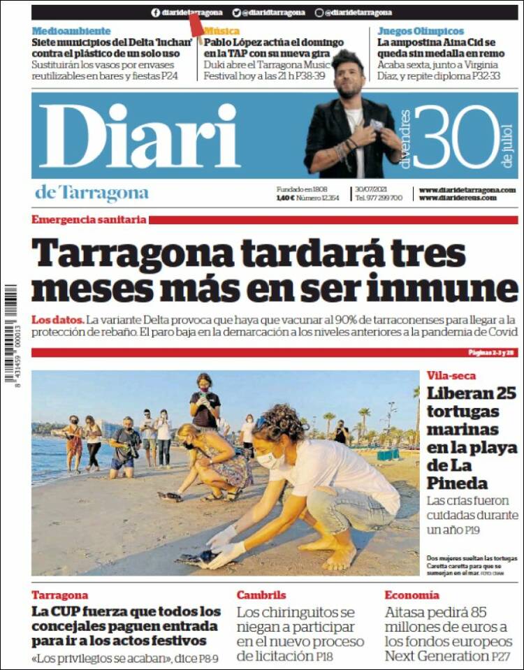 Portada de Diari de Tarragona (España)