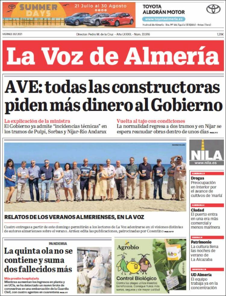 Portada de La Voz de Almería (España)