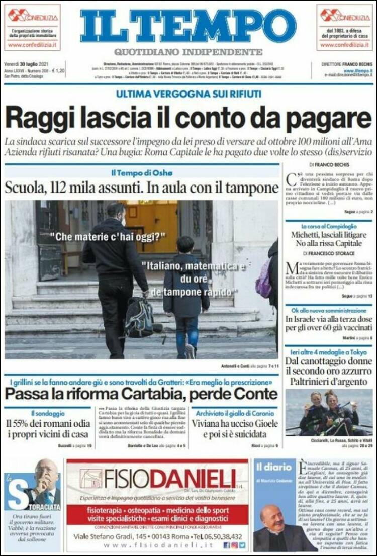 Portada de Il Tempo (Italia)