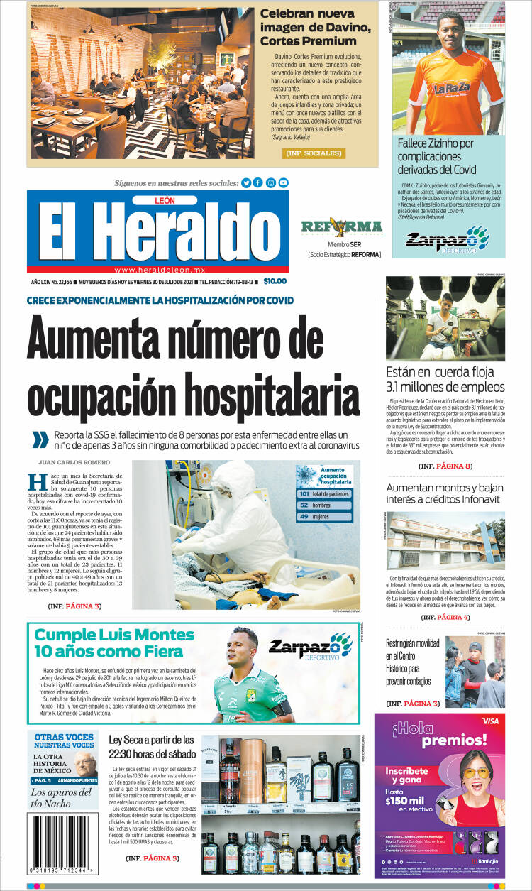 Portada de El Heraldo de León (México)