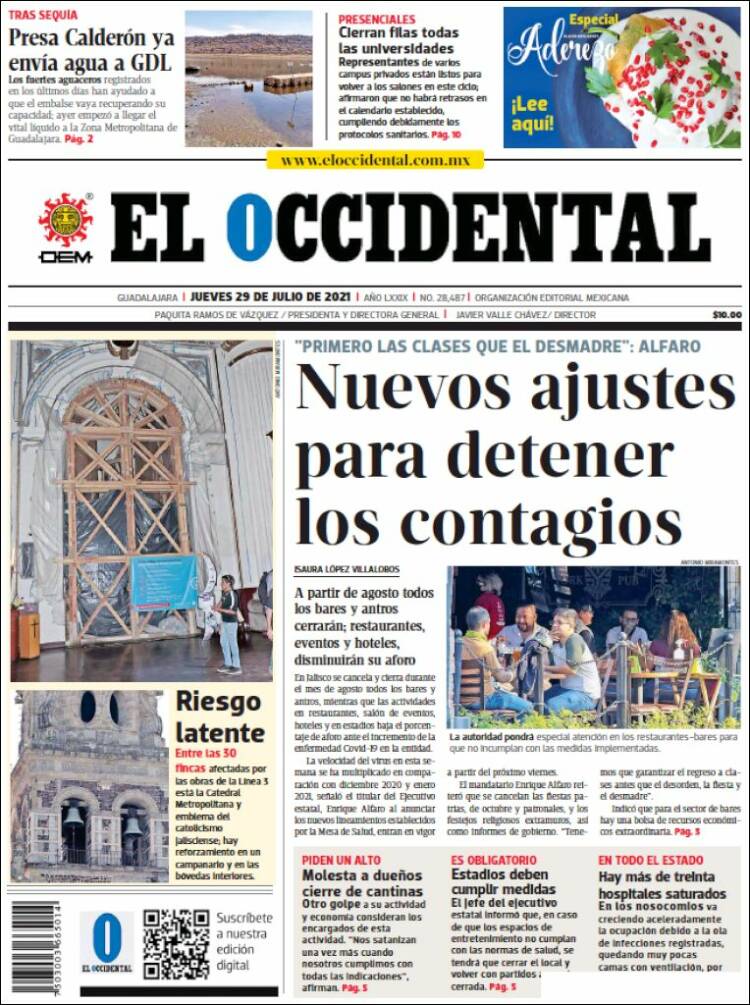 Portada de El Occidental (México)