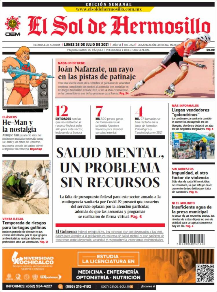 Portada de El Sol de Hermosillo (México)