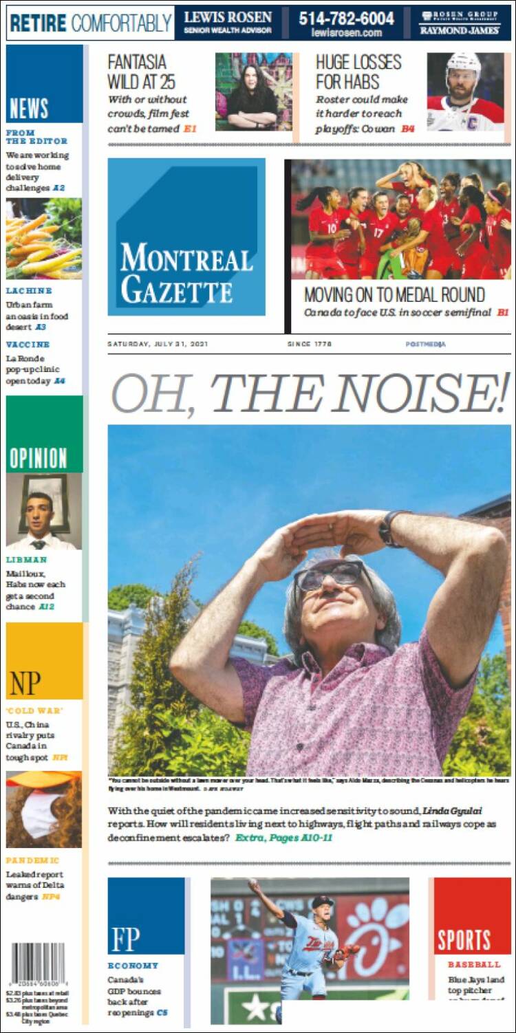 Portada de The Gazette (Canada)