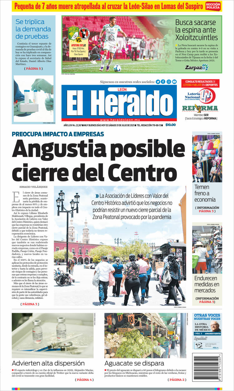 Portada de El Heraldo de León (México)